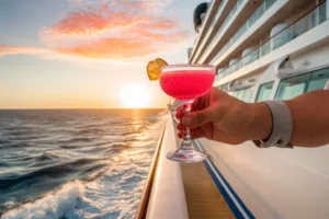 Disfrutando un coctel en un crucero